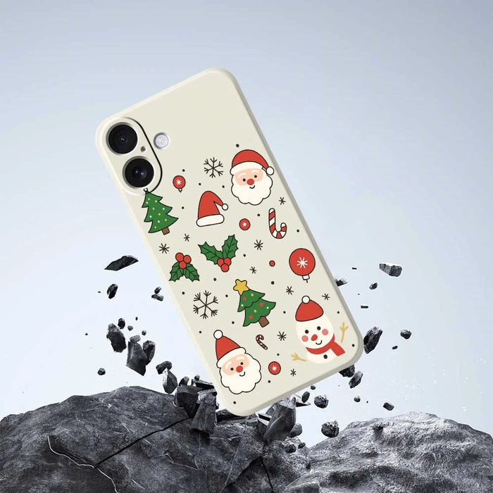 For iPhone 17 Case Christmas Theme Pattern Printing Straight Edge TPU Phone Back Cover - Beige - 5