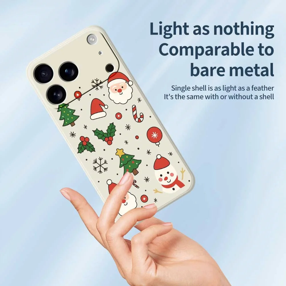 For iPhone 18 Pro / 17 Pro Case Christmas Theme Pattern Printing Straight Edge TPU Phone Back Cover - Beige - 3