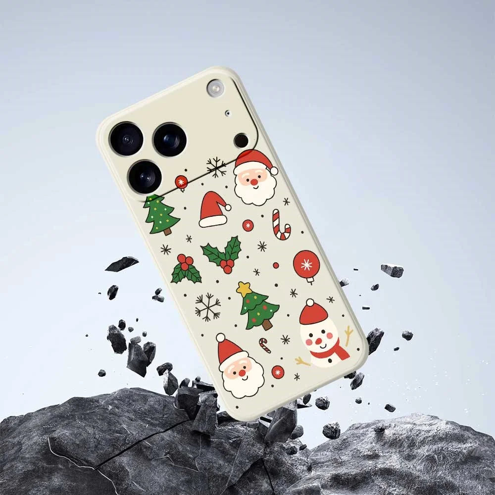 For iPhone 18 Pro Max / 17 Pro Max Case Christmas Theme Pattern Printing Straight Edge TPU Phone Back Cover - Beige - 5