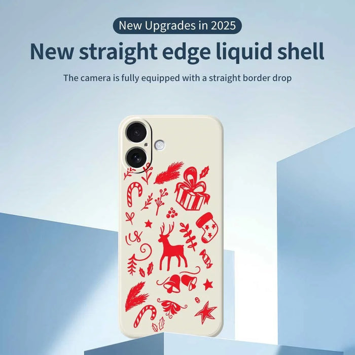 For iPhone 17 Case Hand Drawn Christmas Pattern Printing Straight Edge TPU Phone Back Cover - Beige - 2