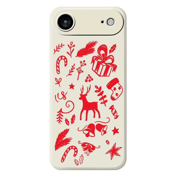 For iPhone Air Case Hand Drawn Christmas Pattern Printing Straight Edge TPU Phone Back Cover - Beige - 1