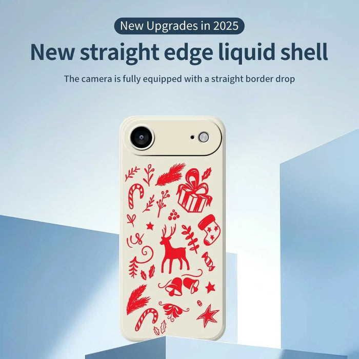 For iPhone Air Case Hand Drawn Christmas Pattern Printing Straight Edge TPU Phone Back Cover - Beige - 2
