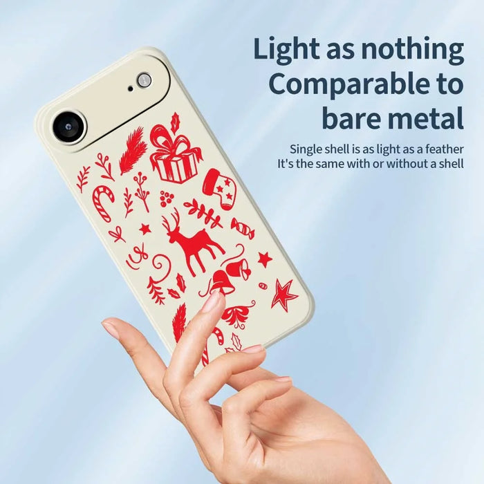 For iPhone Air Case Hand Drawn Christmas Pattern Printing Straight Edge TPU Phone Back Cover - Beige - 3