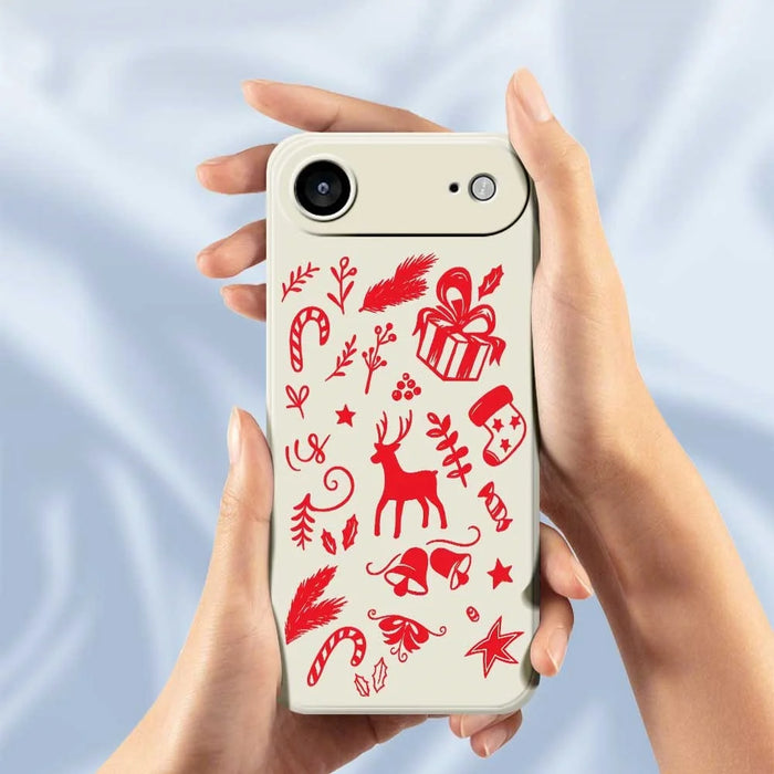 For iPhone Air Case Hand Drawn Christmas Pattern Printing Straight Edge TPU Phone Back Cover - Beige - 5