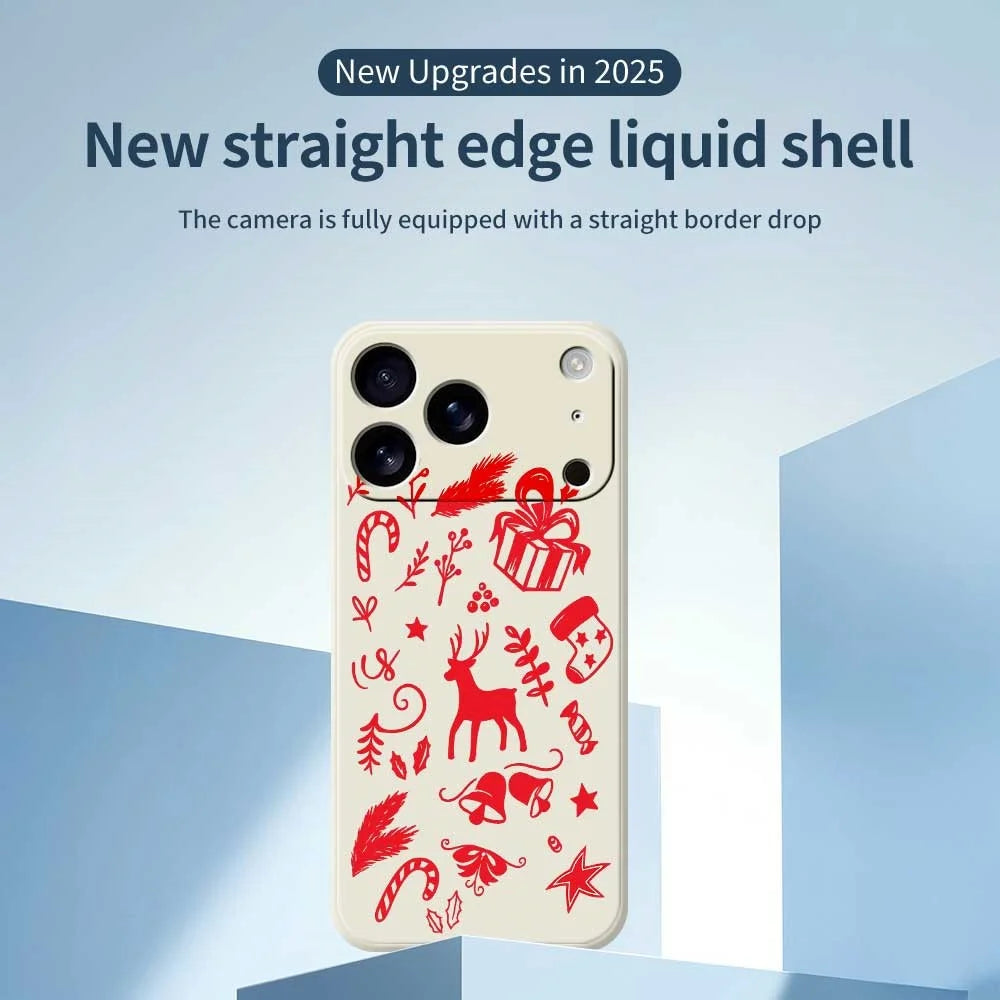For iPhone 18 Pro / 17 Pro Case Hand Drawn Christmas Pattern Printing Straight Edge TPU Phone Back Cover - Beige - 2
