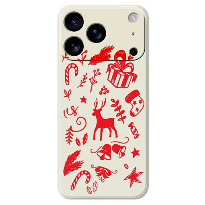 For iPhone 18 Pro Max / 17 Pro Max Case Hand Drawn Christmas Pattern Printing Straight Edge TPU Phone Back Cover - Beige - 1