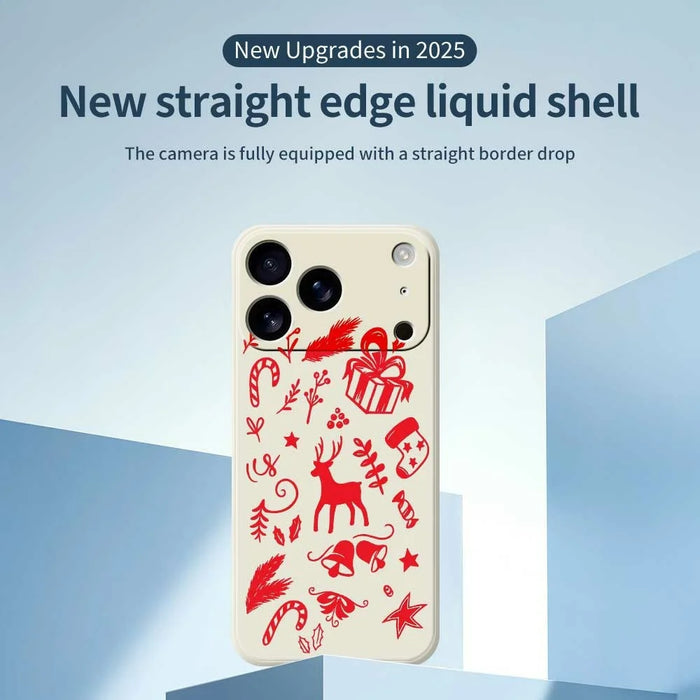 For iPhone 18 Pro Max / 17 Pro Max Case Hand Drawn Christmas Pattern Printing Straight Edge TPU Phone Back Cover - Beige - 2