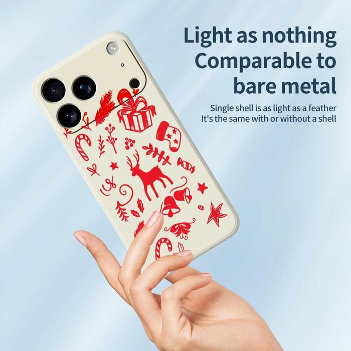 For iPhone 18 Pro Max / 17 Pro Max Case Hand Drawn Christmas Pattern Printing Straight Edge TPU Phone Back Cover - Beige - 3