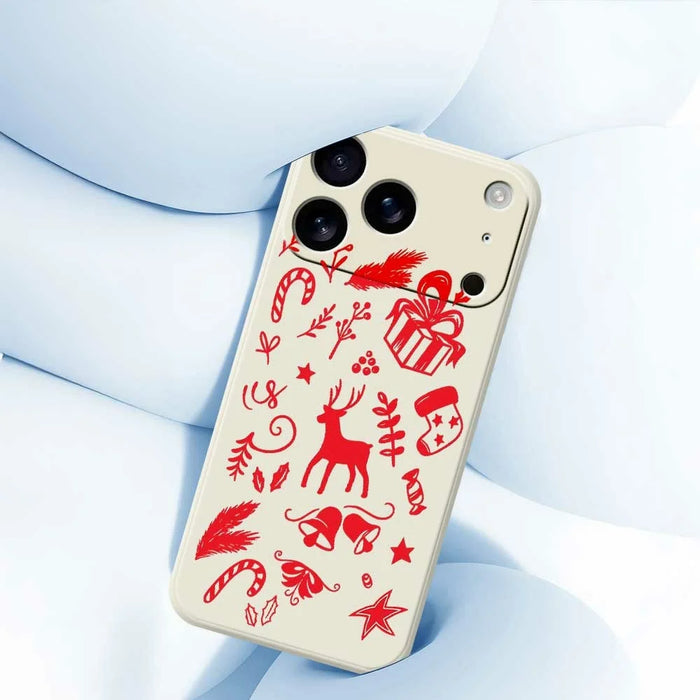 For iPhone 18 Pro Max / 17 Pro Max Case Hand Drawn Christmas Pattern Printing Straight Edge TPU Phone Back Cover - Beige - 4