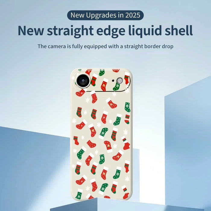 For iPhone Air Case Red and Green Socks Pattern Printing Straight Edge TPU Phone Back Cover - Beige - 2