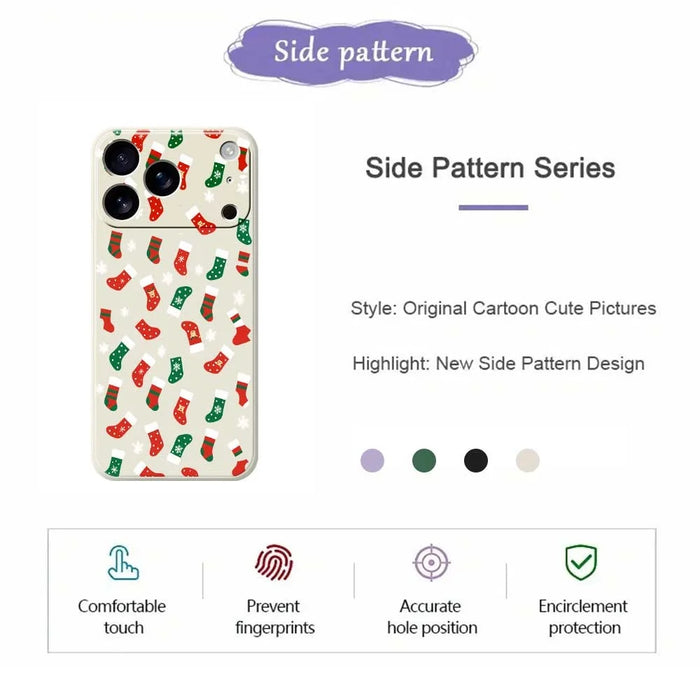 For iPhone 18 Pro / 17 Pro Case Red and Green Socks Pattern Printing Straight Edge TPU Phone Back Cover - Beige - 7