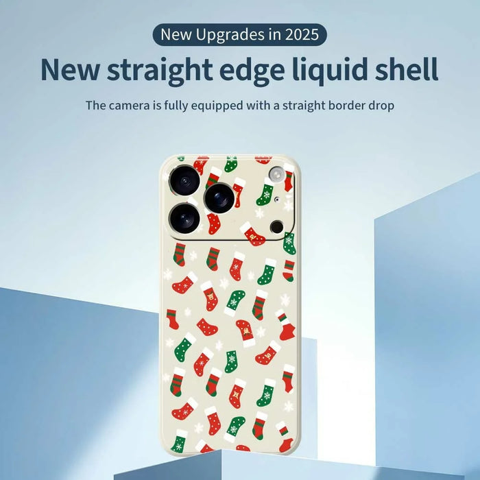 For iPhone 18 Pro Max / 17 Pro Max Case Red and Green Socks Pattern Printing Straight Edge TPU Phone Back Cover - Beige - 2