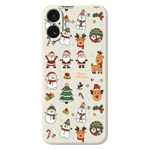 For iPhone 17 Case Santa Claus Snowman Pattern Printing Straight Edge TPU Phone Back Cover - Beige - 1