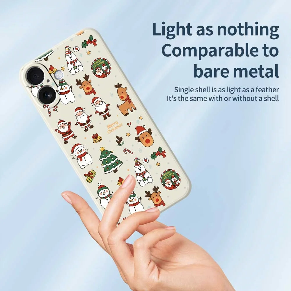 For iPhone 17 Case Santa Claus Snowman Pattern Printing Straight Edge TPU Phone Back Cover - Beige - 3