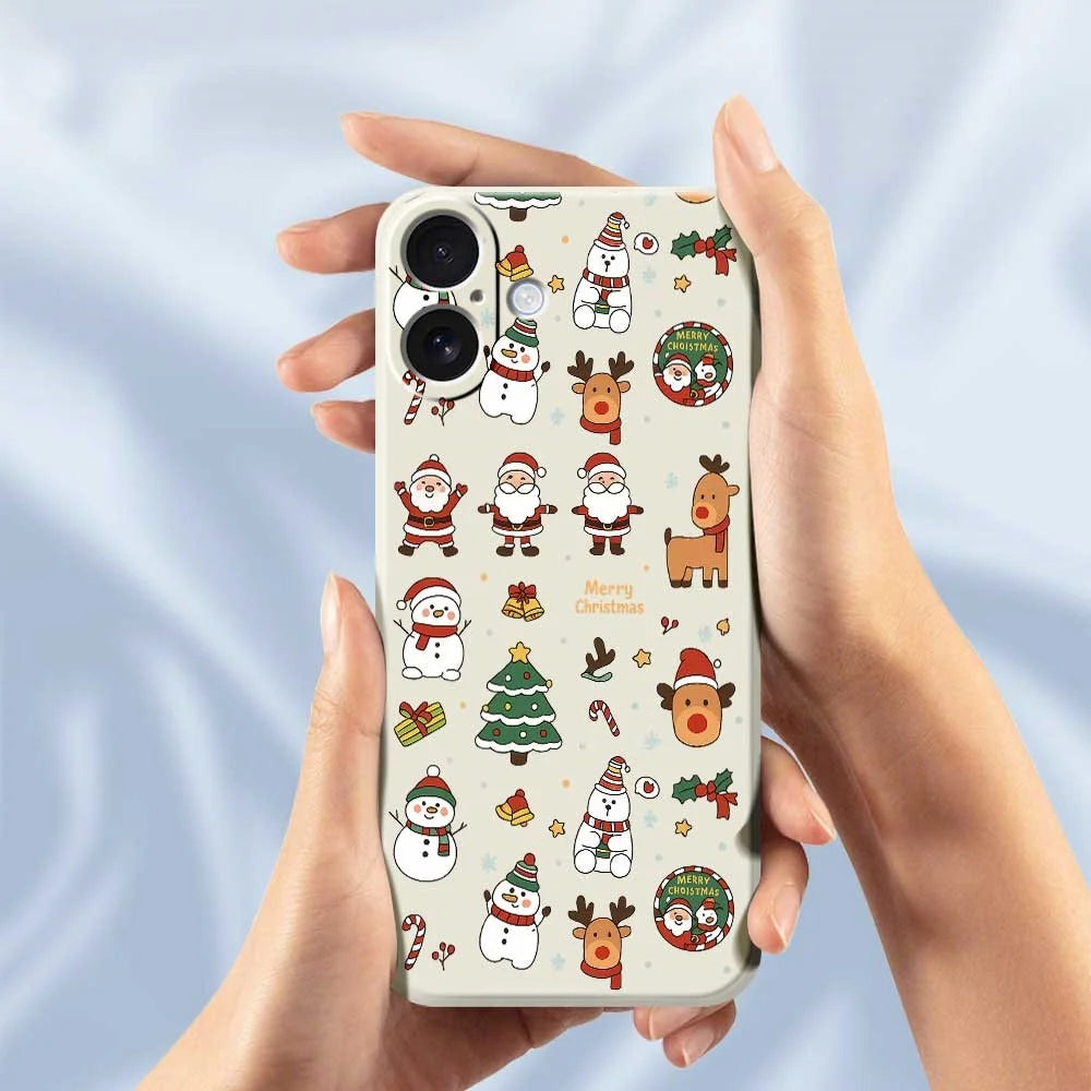 For iPhone 17 Case Santa Claus Snowman Pattern Printing Straight Edge TPU Phone Back Cover - Beige - 4