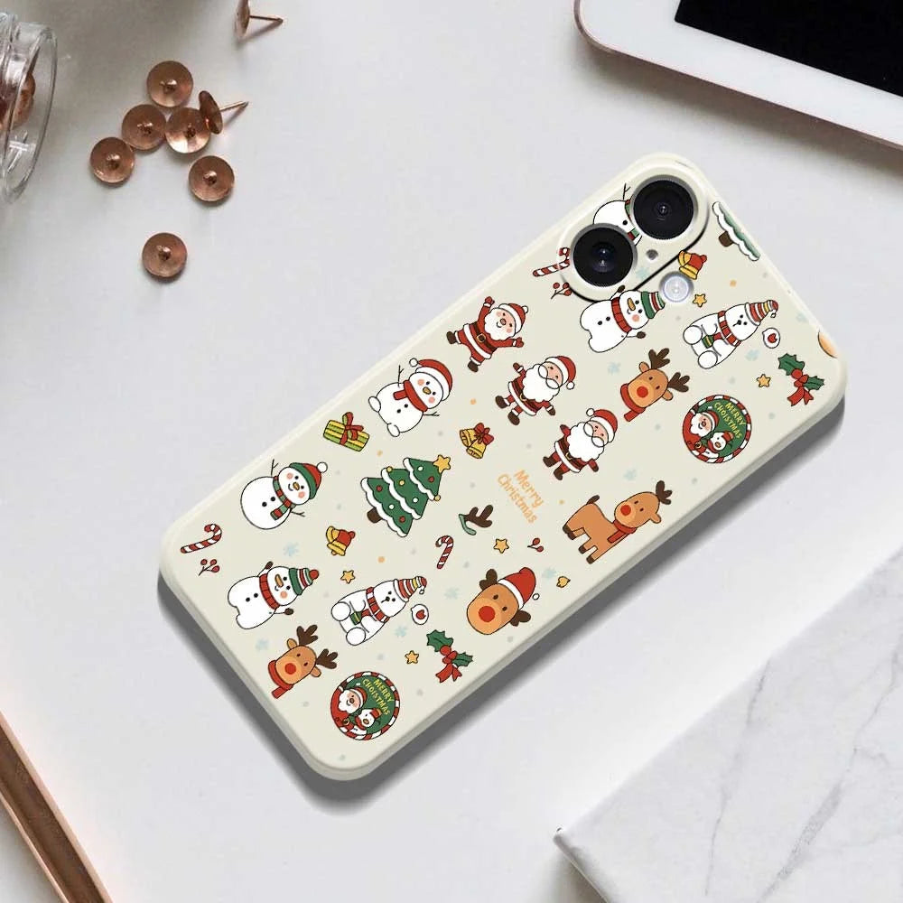 For iPhone 17 Case Santa Claus Snowman Pattern Printing Straight Edge TPU Phone Back Cover - Beige - 6