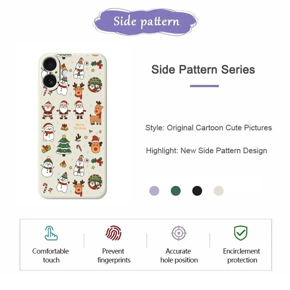 For iPhone 17 Case Santa Claus Snowman Pattern Printing Straight Edge TPU Phone Back Cover - Beige - 7