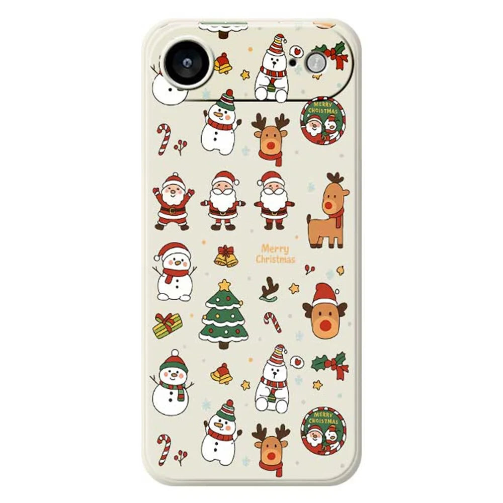 For iPhone Air Case Santa Claus Snowman Pattern Printing Straight Edge TPU Phone Back Cover - Beige - 1
