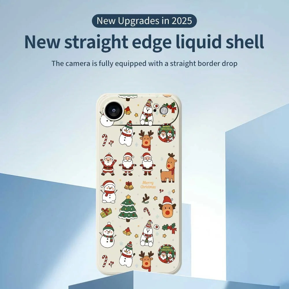 For iPhone Air Case Santa Claus Snowman Pattern Printing Straight Edge TPU Phone Back Cover - Beige - 2
