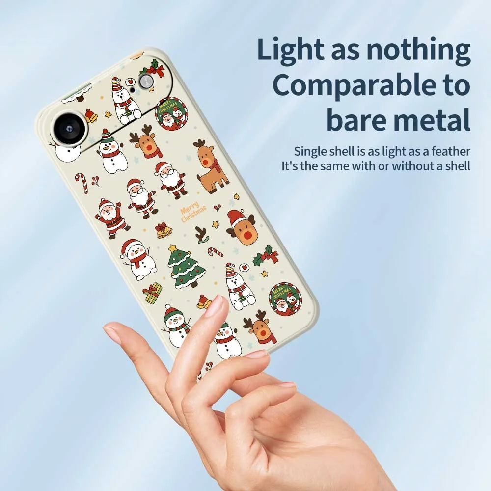 For iPhone Air Case Santa Claus Snowman Pattern Printing Straight Edge TPU Phone Back Cover - Beige - 3