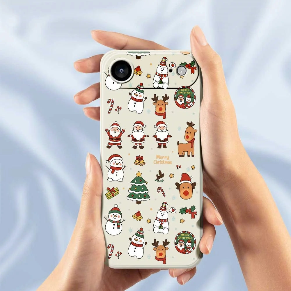 For iPhone Air Case Santa Claus Snowman Pattern Printing Straight Edge TPU Phone Back Cover - Beige - 5