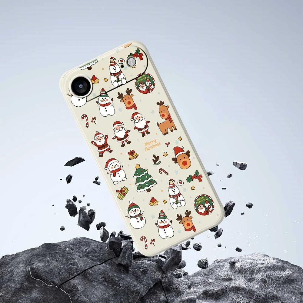For iPhone Air Case Santa Claus Snowman Pattern Printing Straight Edge TPU Phone Back Cover - Beige - 6