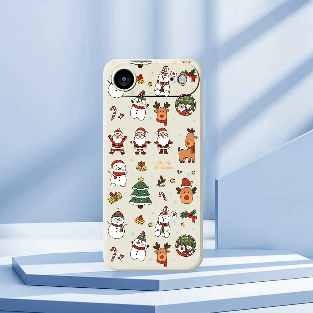 For iPhone Air Case Santa Claus Snowman Pattern Printing Straight Edge TPU Phone Back Cover - Beige - 7