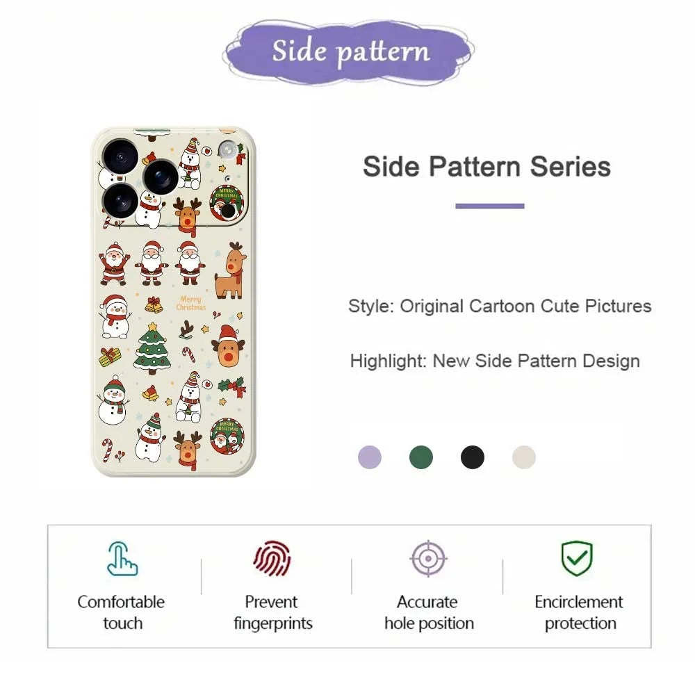For iPhone 18 Pro / 17 Pro Case Santa Claus Snowman Pattern Printing Straight Edge TPU Phone Back Cover - Beige - 7