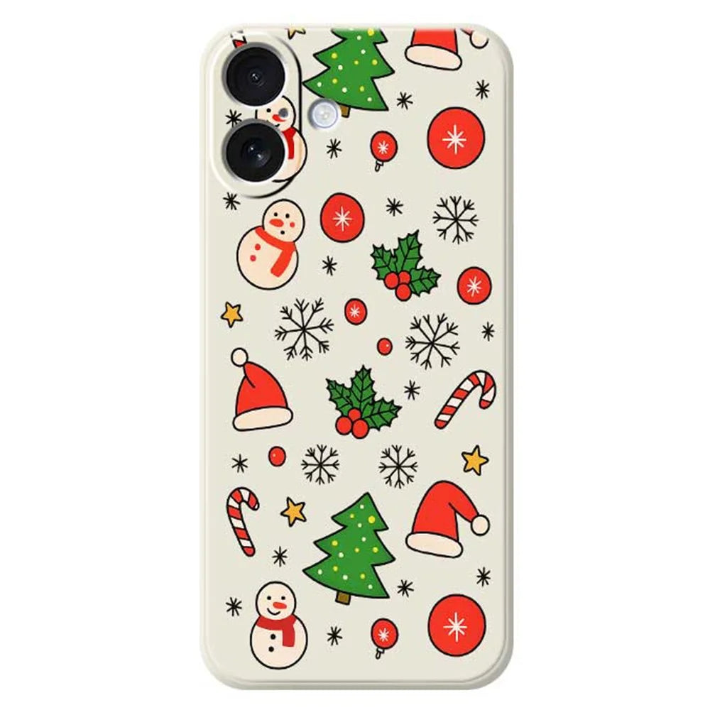 For iPhone 17 Case Christmas Elements Pattern Printing Straight Edge TPU Phone Back Cover - Beige - 1