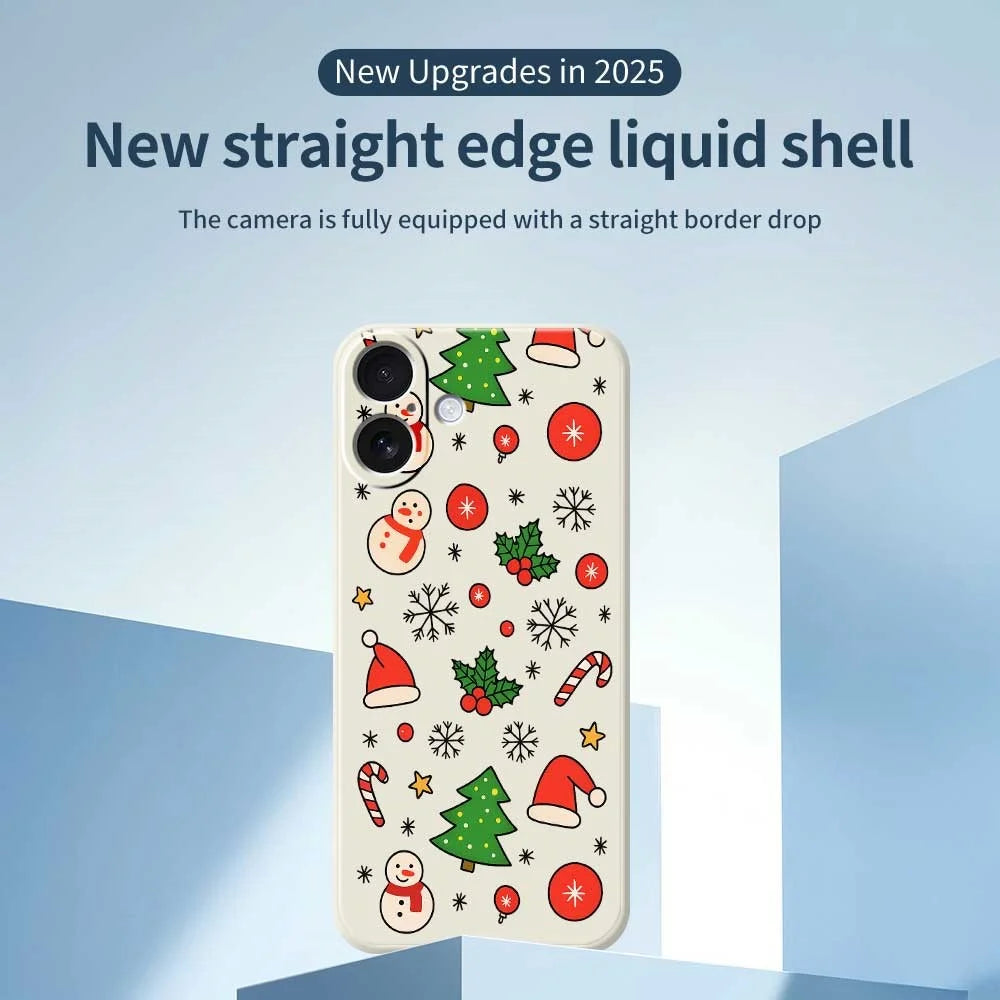 For iPhone 17 Case Christmas Elements Pattern Printing Straight Edge TPU Phone Back Cover - Beige - 2