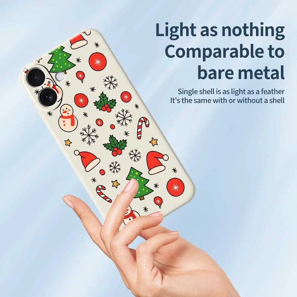 For iPhone 17 Case Christmas Elements Pattern Printing Straight Edge TPU Phone Back Cover - Beige - 3