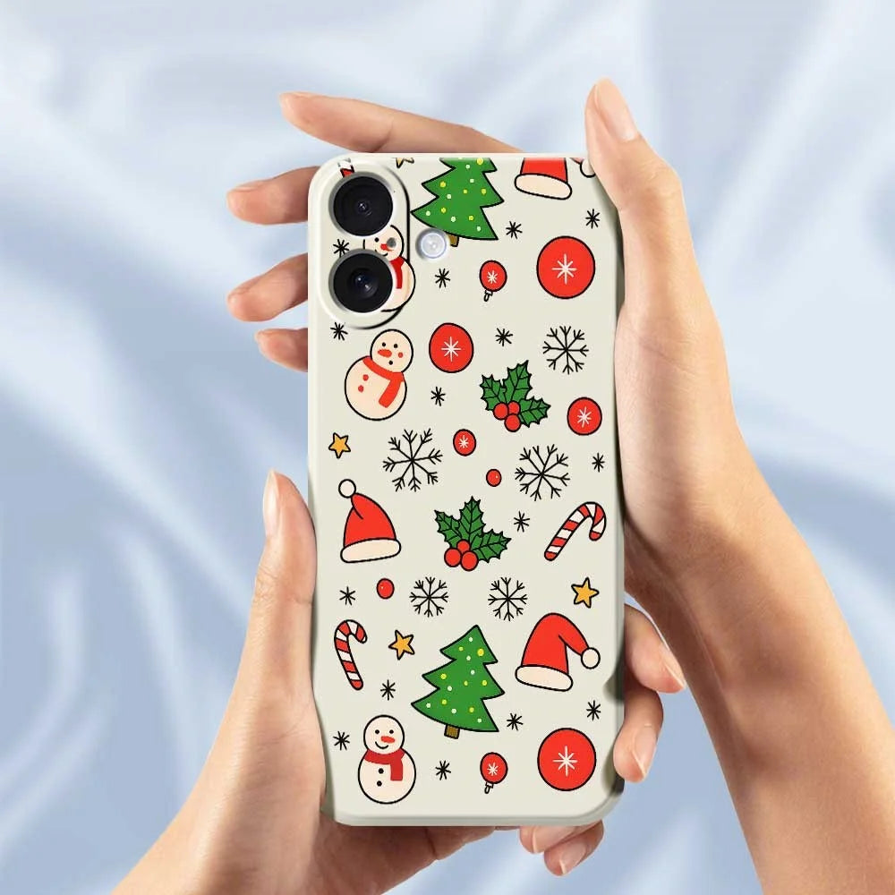 For iPhone 17 Case Christmas Elements Pattern Printing Straight Edge TPU Phone Back Cover - Beige - 4