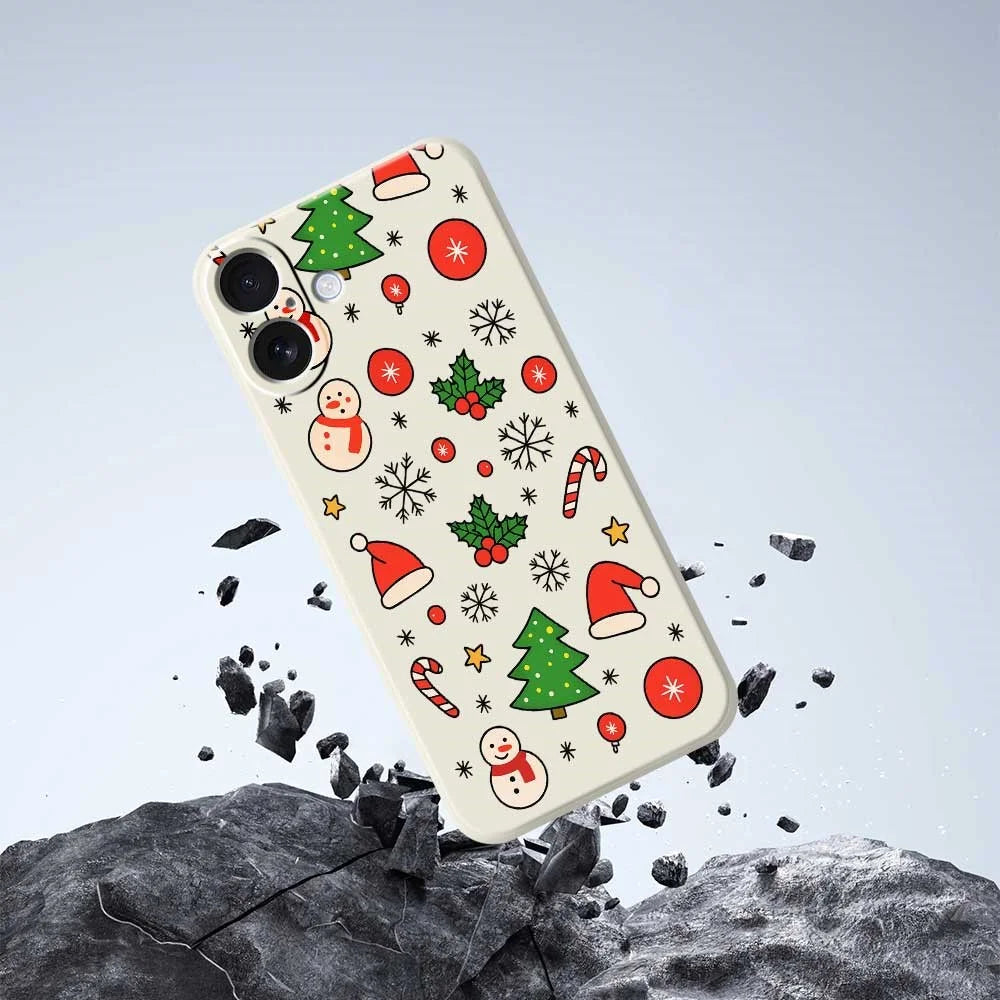 For iPhone 17 Case Christmas Elements Pattern Printing Straight Edge TPU Phone Back Cover - Beige - 5