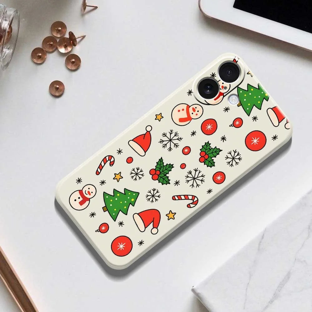 For iPhone 17 Case Christmas Elements Pattern Printing Straight Edge TPU Phone Back Cover - Beige - 6