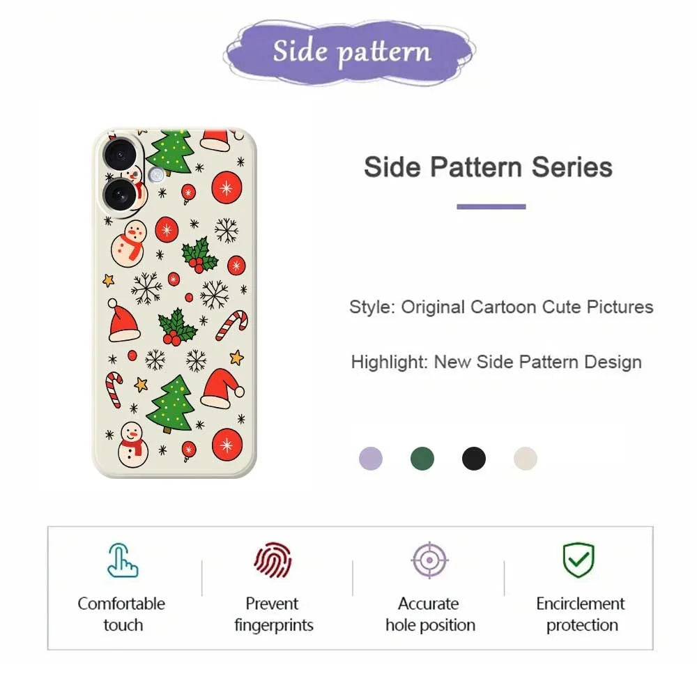 For iPhone 17 Case Christmas Elements Pattern Printing Straight Edge TPU Phone Back Cover - Beige - 7