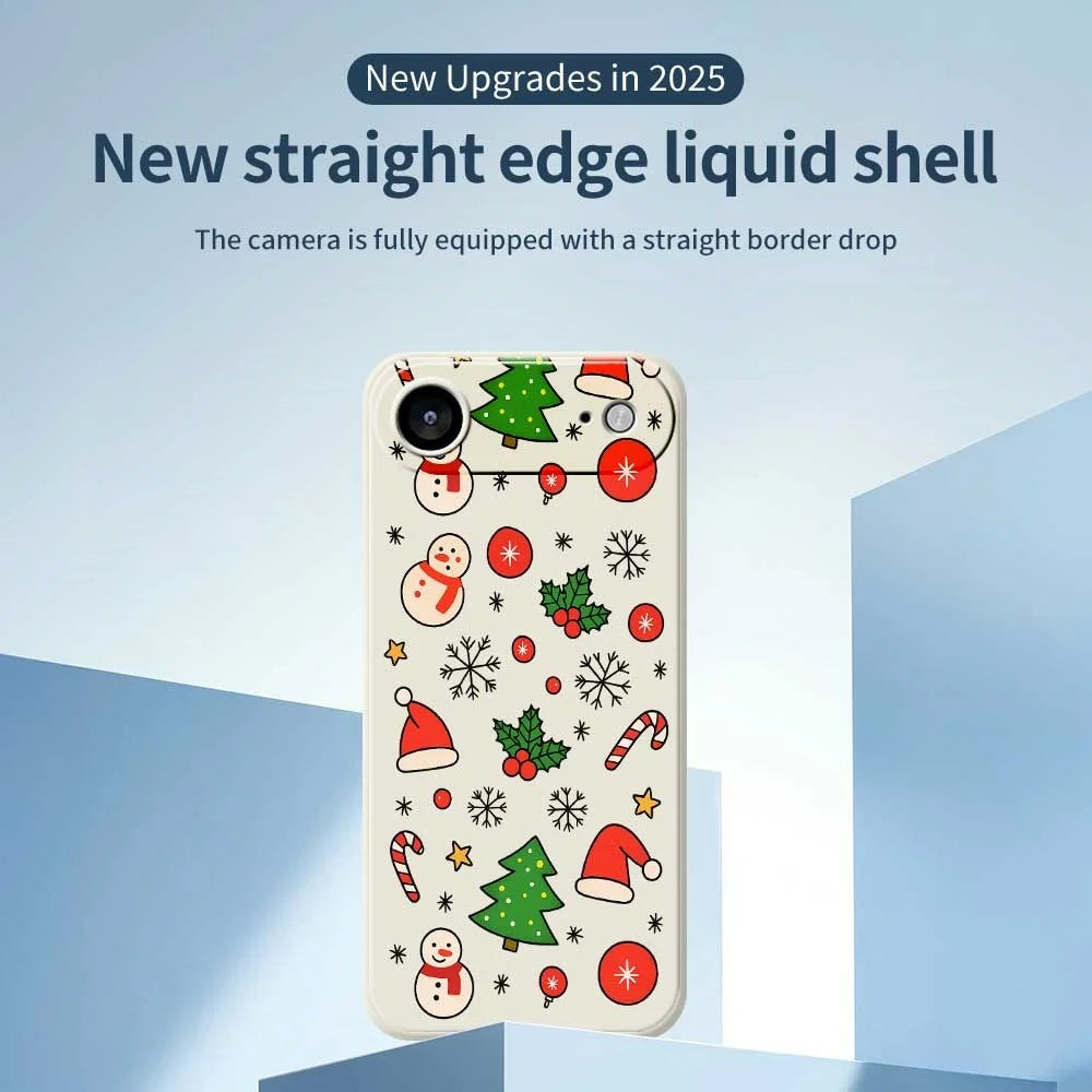 For iPhone Air Case Christmas Elements Pattern Printing Straight Edge TPU Phone Back Cover - Beige - 2