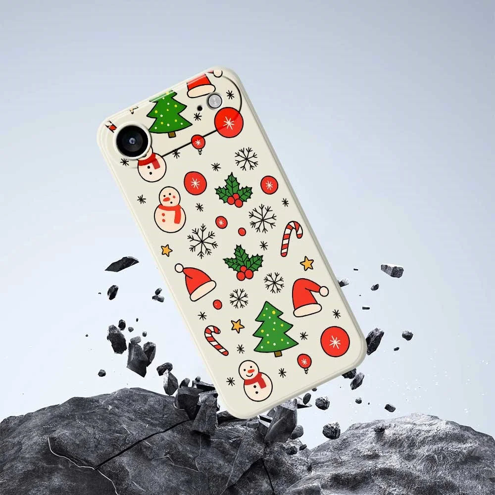 For iPhone Air Case Christmas Elements Pattern Printing Straight Edge TPU Phone Back Cover - Beige - 6