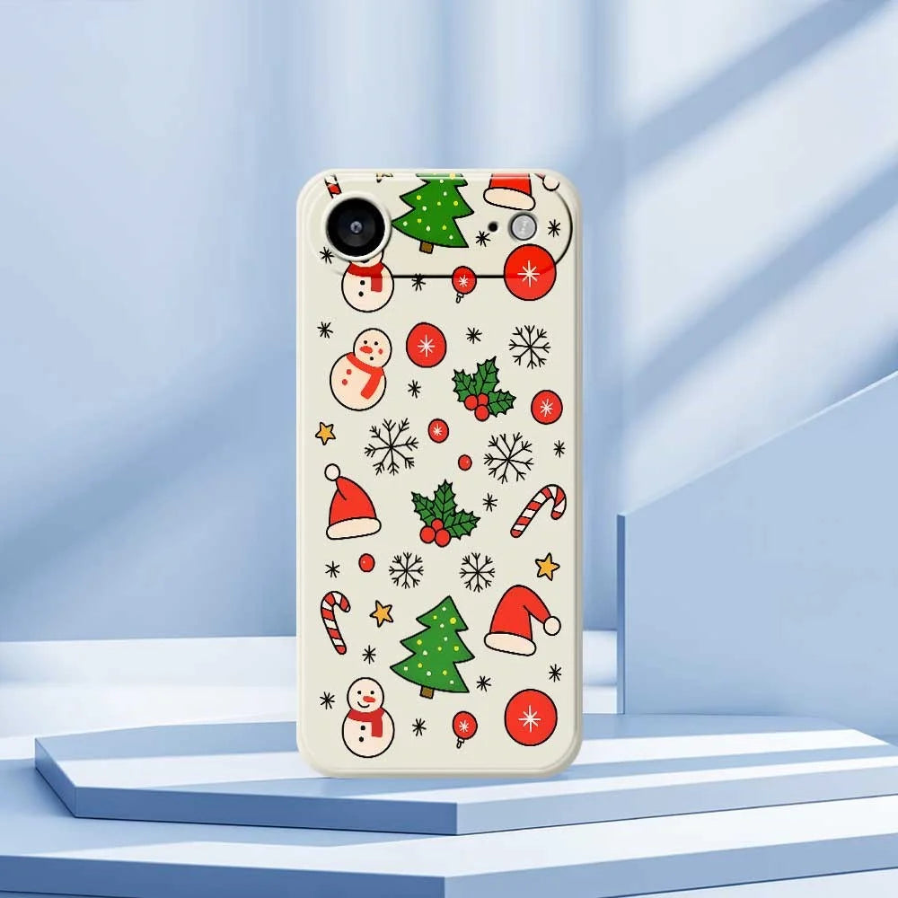 For iPhone Air Case Christmas Elements Pattern Printing Straight Edge TPU Phone Back Cover - Beige - 7