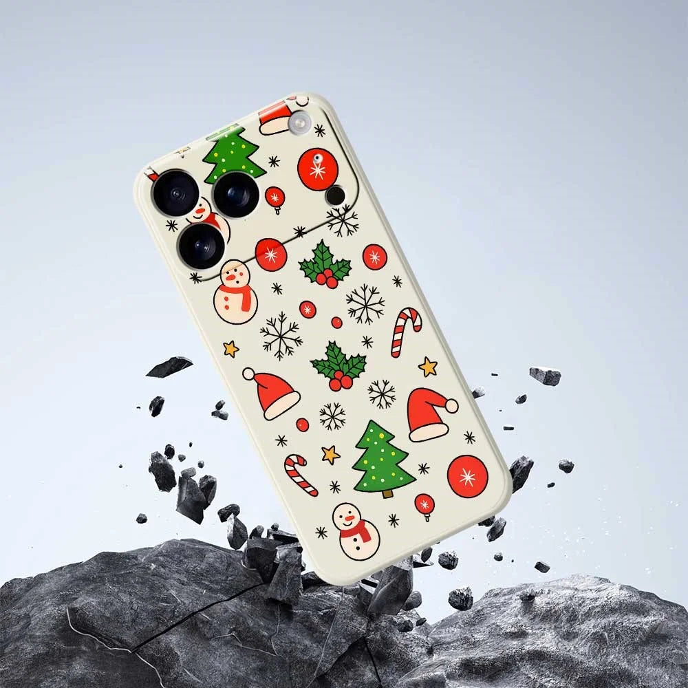 For iPhone 18 Pro / 17 Pro Case Christmas Elements Pattern Printing Straight Edge TPU Phone Back Cover - Green - 5