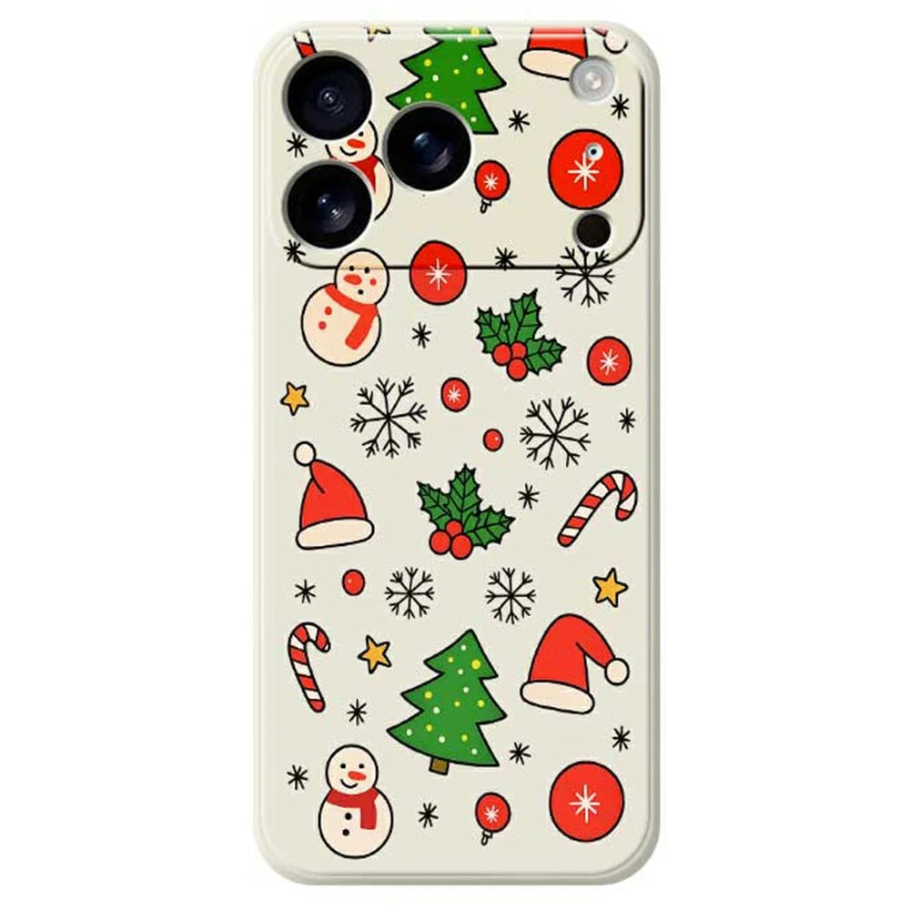 For iPhone 18 Pro Max / 17 Pro Max Case Christmas Elements Pattern Printing Straight Edge TPU Phone Back Cover - Beige - 1