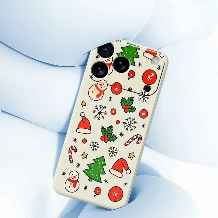 For iPhone 18 Pro Max / 17 Pro Max Case Christmas Elements Pattern Printing Straight Edge TPU Phone Back Cover - Beige - 4