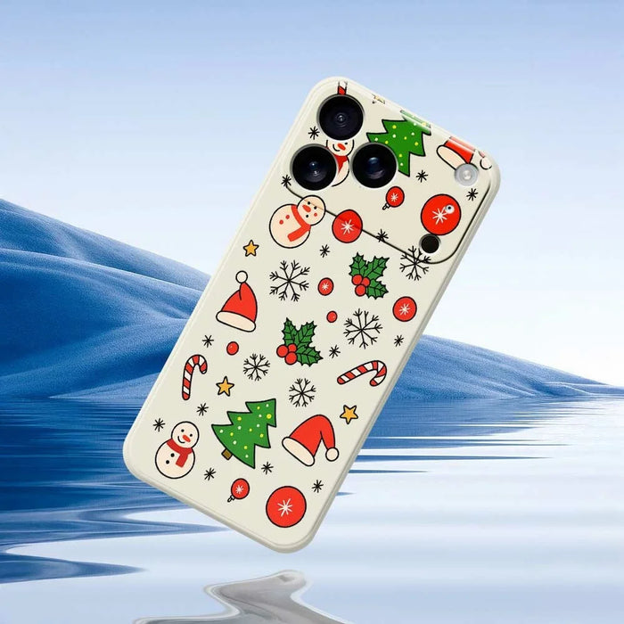 For iPhone 18 Pro Max / 17 Pro Max Case Christmas Elements Pattern Printing Straight Edge TPU Phone Back Cover - Beige - 6