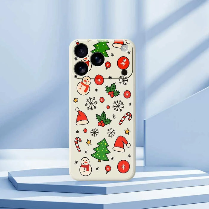 For iPhone 18 Pro Max / 17 Pro Max Case Christmas Elements Pattern Printing Straight Edge TPU Phone Back Cover - Beige - 7
