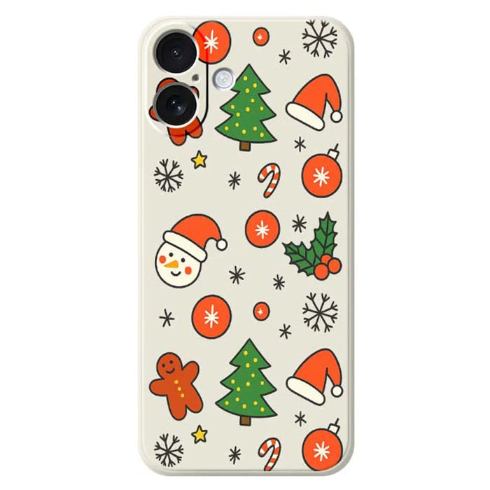 For iPhone 17 Case Lovely Christmas Pattern Printing Straight Edge TPU Phone Back Cover - Beige - 1