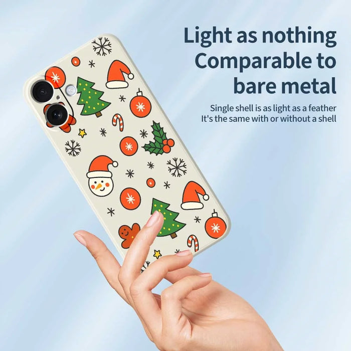 For iPhone 17 Case Lovely Christmas Pattern Printing Straight Edge TPU Phone Back Cover - Beige - 3