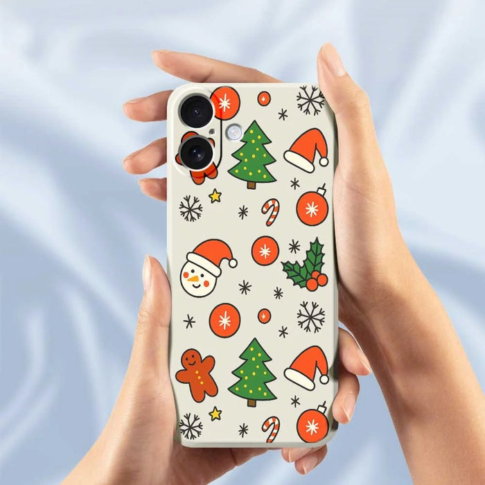 For iPhone 17 Case Lovely Christmas Pattern Printing Straight Edge TPU Phone Back Cover - Beige - 4