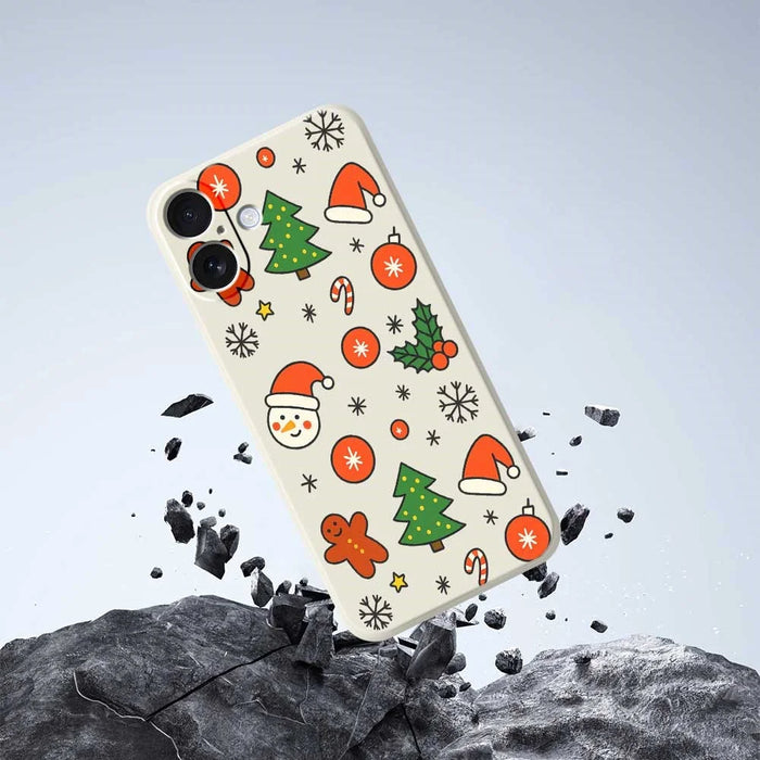 For iPhone 17 Case Lovely Christmas Pattern Printing Straight Edge TPU Phone Back Cover - Beige - 5