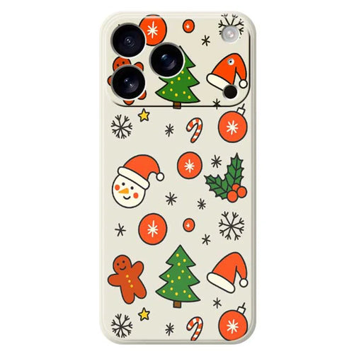 For iPhone 18 Pro / 17 Pro Case Lovely Christmas Pattern Printing Straight Edge TPU Phone Back Cover - Beige - 1