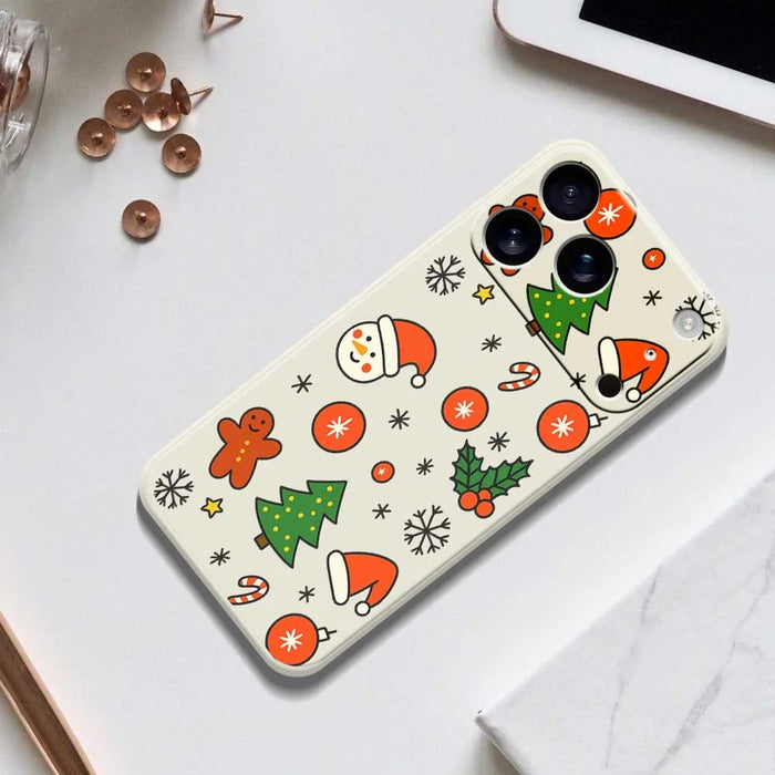 For iPhone 18 Pro / 17 Pro Case Lovely Christmas Pattern Printing Straight Edge TPU Phone Back Cover - Beige - 6