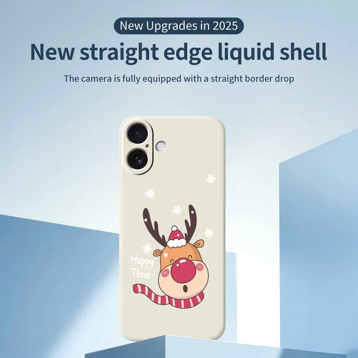 For iPhone 17 Case Smiling Deer Pattern Printing Straight Edge TPU Phone Back Cover - Beige - 2